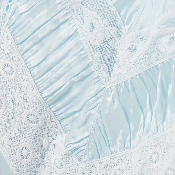 LOVESHACKFANCY Josanne satin and cotton-lace dress - Picture 4 of 4